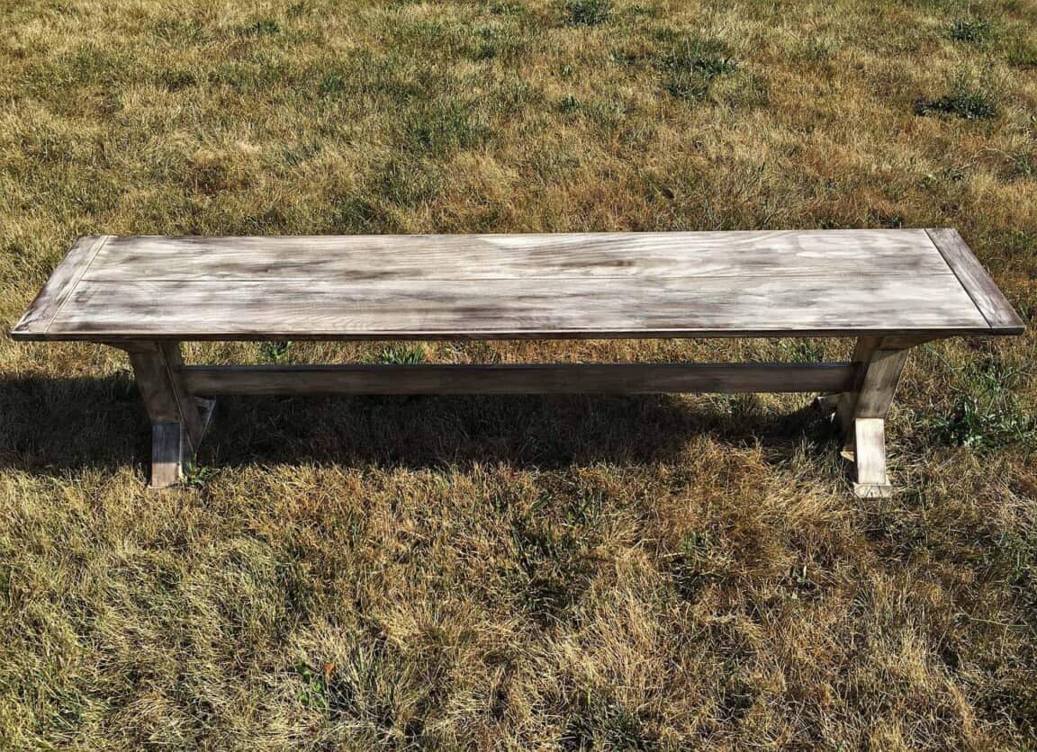 Distressed Oak Farmhouse Bench - Image 2