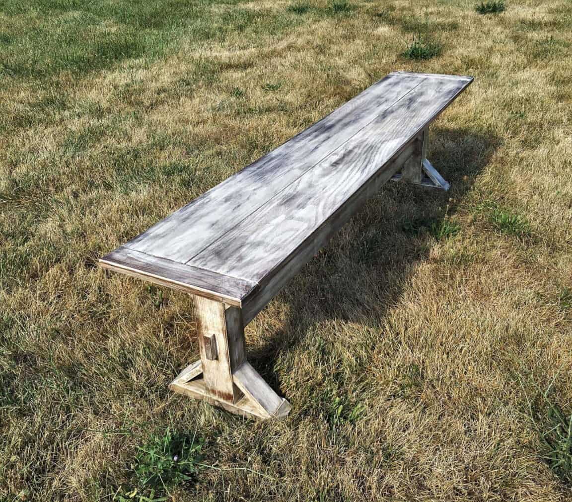 Distressed Oak Farmhouse Bench