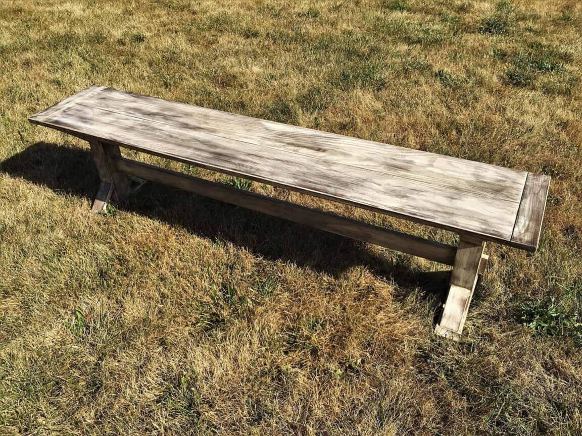 Distressed Oak Farmhouse Bench - Image 3