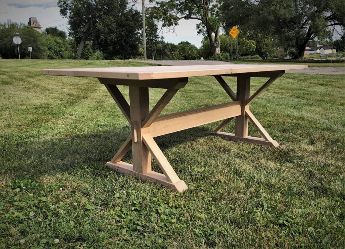 White Oak Trestle Table - Image 4