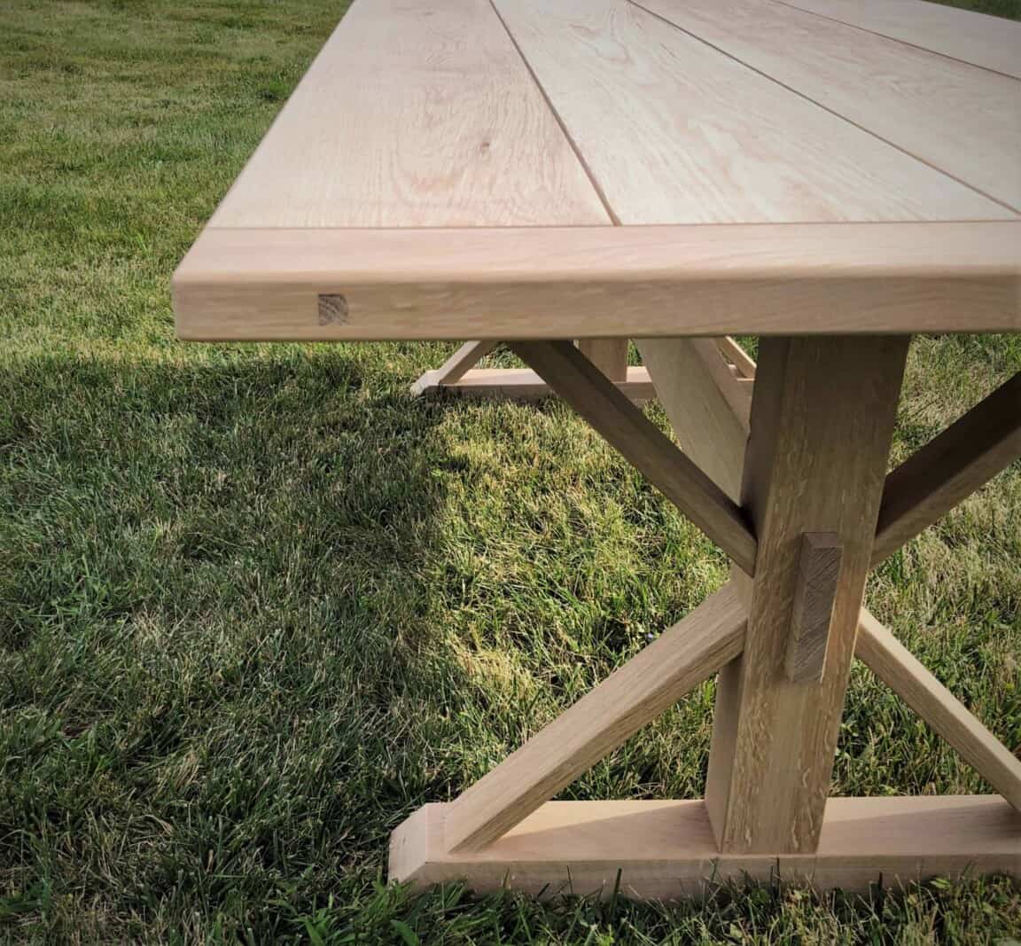 White Oak Trestle Table - Image 5