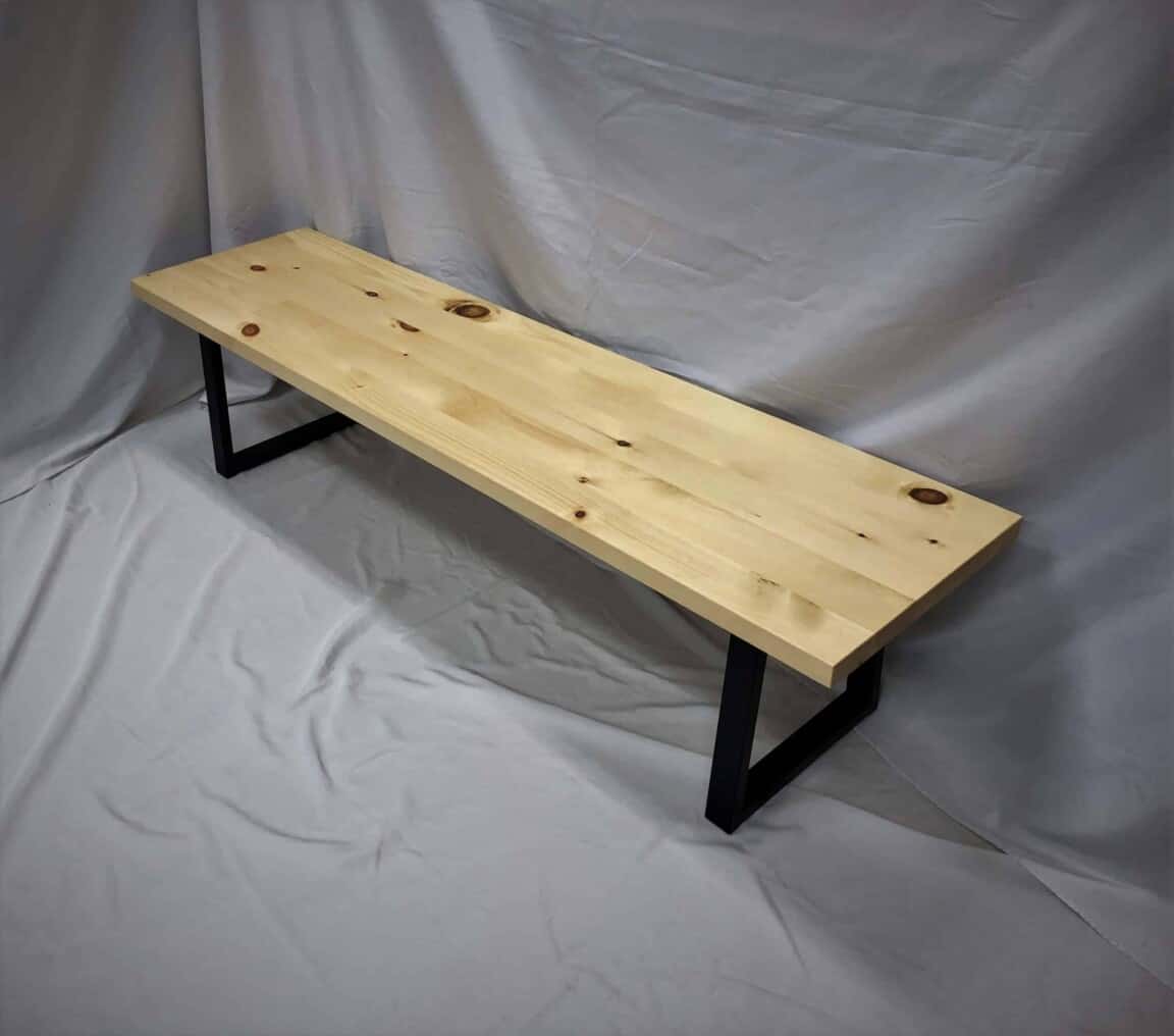 Rustic Industrial Pine Bench