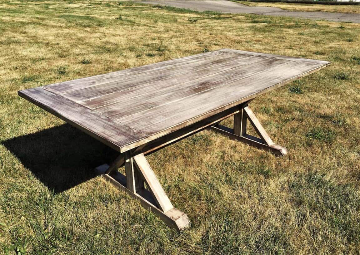Distressed Wood Farmhouse Table - Image 2