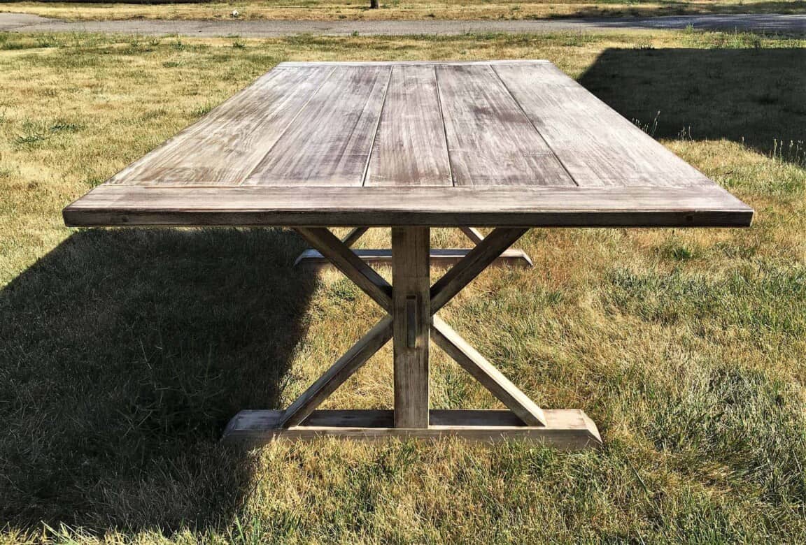 Distressed Wood Farmhouse Table - Image 3