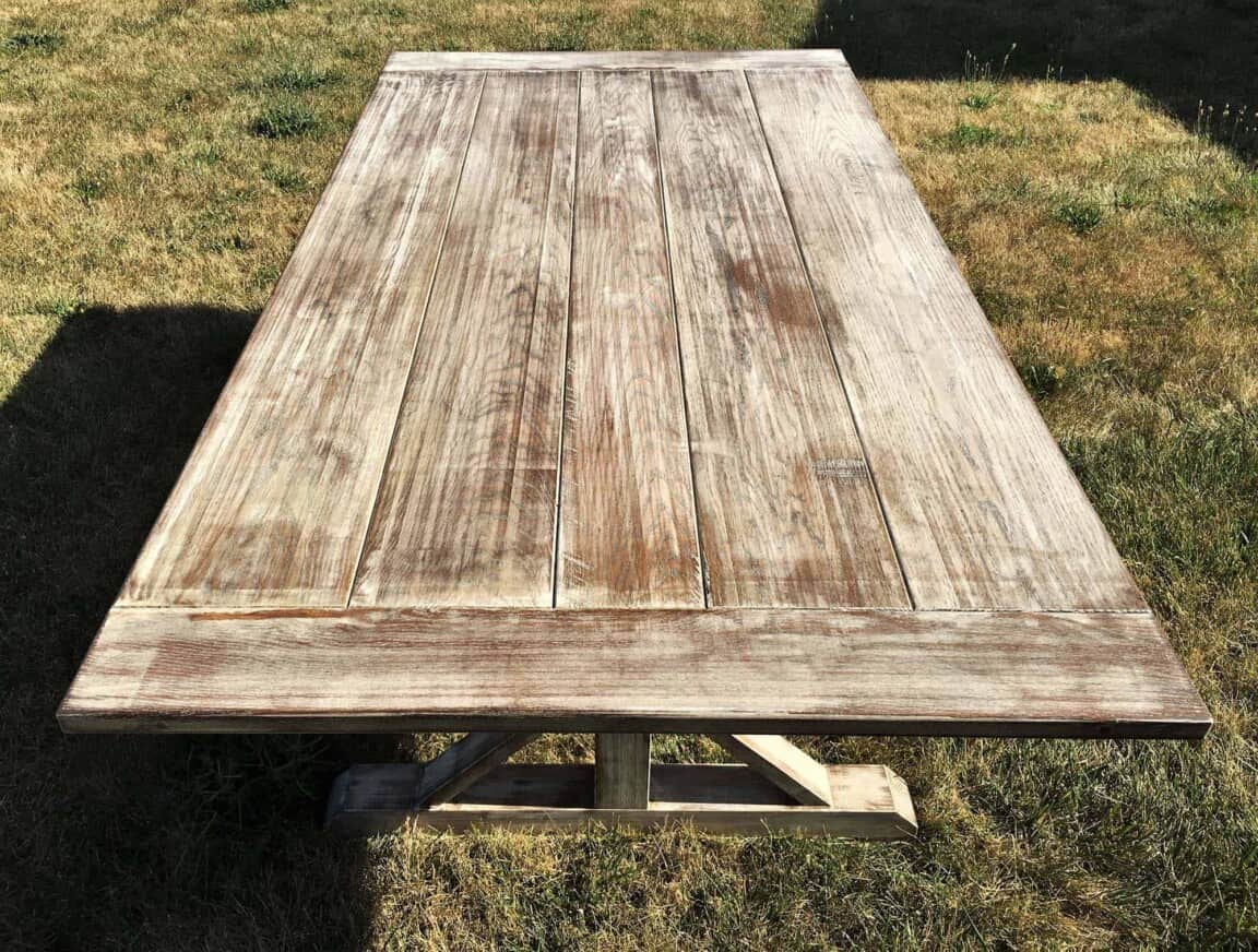 Distressed Wood Farmhouse Table - Image 4